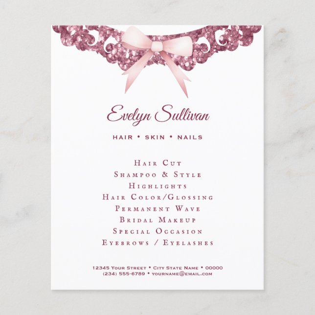 Volante de arco rosado de marco purpurina de vinta (Frente)