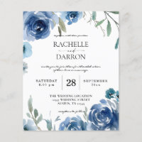 Volante de Boda floral azul y azul turbulento