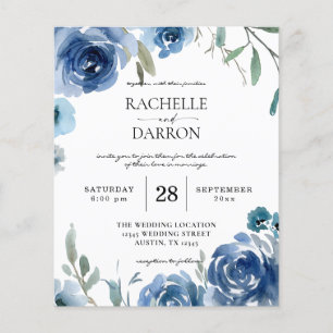 Volante de Boda floral azul y azul turbulento