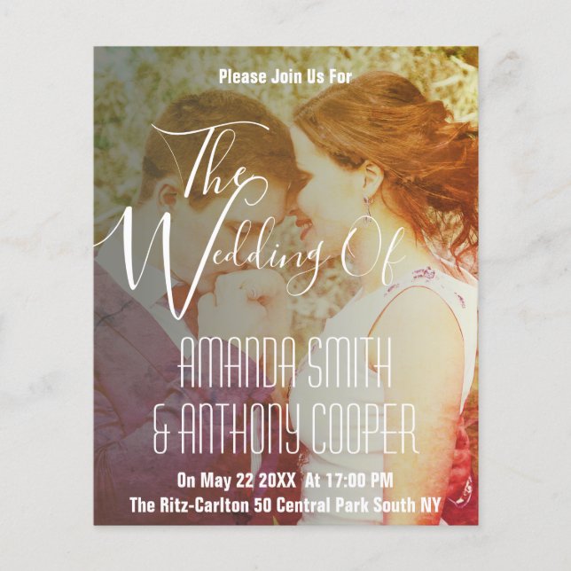 Volante de boda fotográfico vintage de presupuesto (Frente)