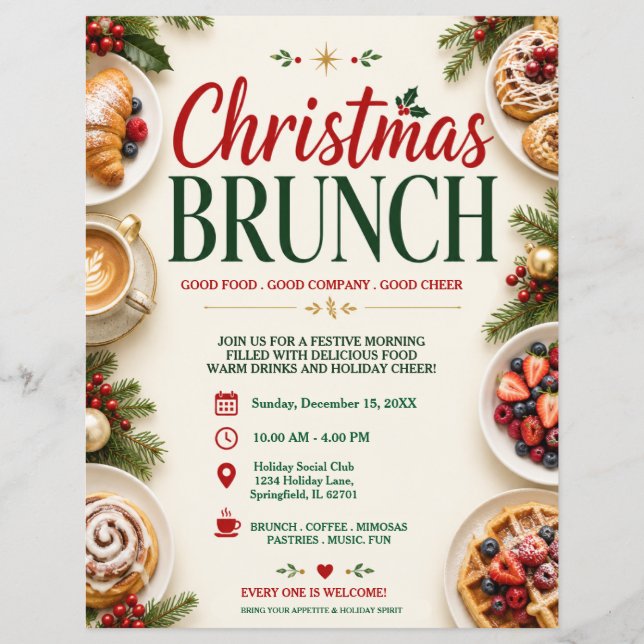 Volante de Brunch de Navidad (Frente)