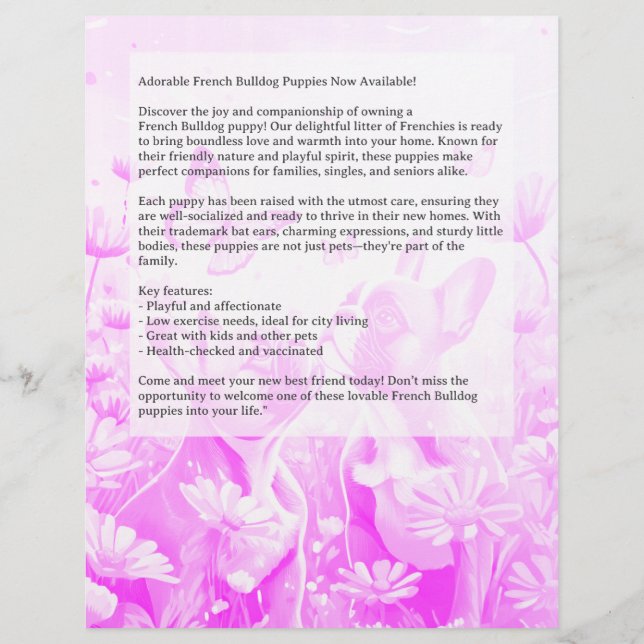 Volante de cachorro de Bulldog Francés (Atrás)