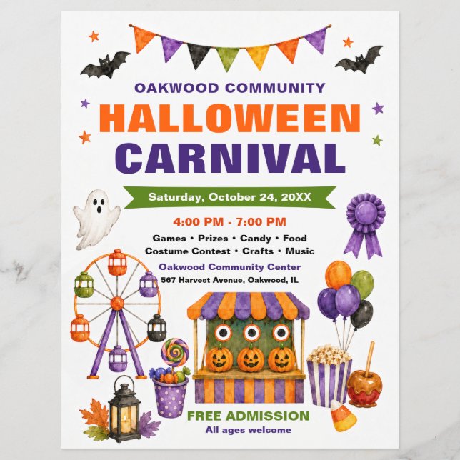Volante de Carnaval de Halloween Comunitario (Frente)