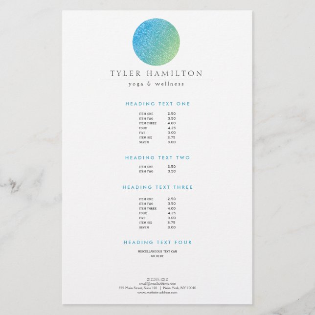 Volante de Círculo Verde Azul Etched Moderno (Frente)