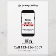 Volante de clases de guitarra en línea impresión d