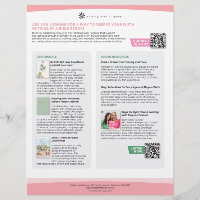 Volante de Devotionals y recursos en línea (Frente)