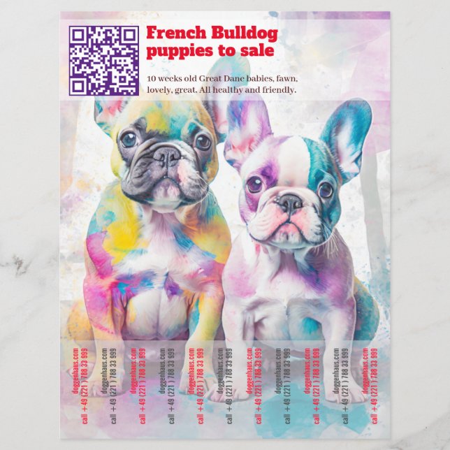 Volante de diseño de cachorros franceses de venta (Frente)