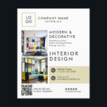 Volante de diseño interior moderno personalizado<br><div class="desc">Elegante y moderno folleto de diseño interior de personalizable.</div>