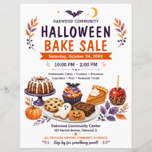 Volante de evento comunitario de venta de pasteles