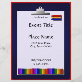 Volante de evento de diseño de crayones para maest