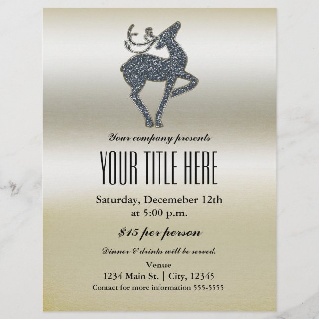 Volante de evento de feriado de renos para navidad (Frente)