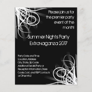 Volante de evento de música en blanco y negro, DJ 