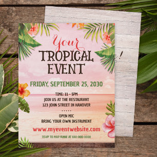 Volante de eventos de Fiestas de playa del Caribe