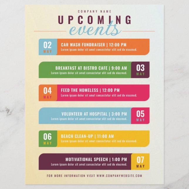 Volante de Fechas de Eventos de Calendario de News (Frente)