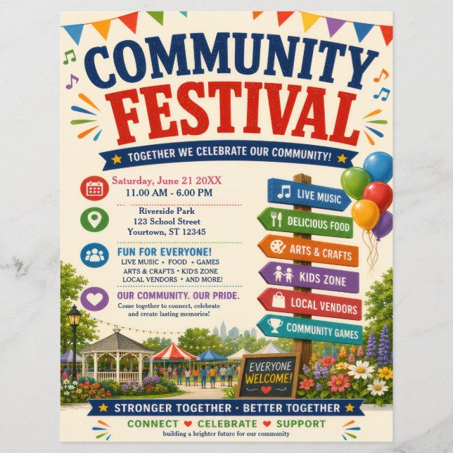Volante de Festival Comunitario (Frente)