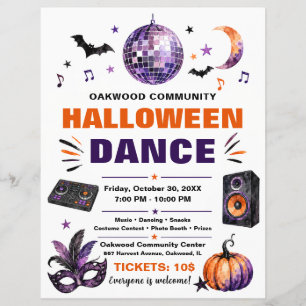 Volante de fiesta de baile de Halloween de la comu