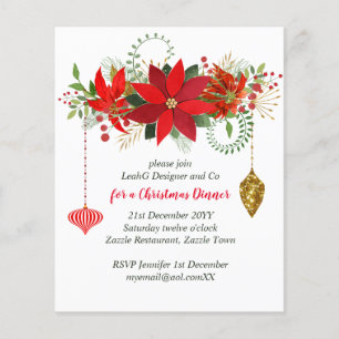 Volante de Fiesta de Navidad Rojo Dorado Poinsetti