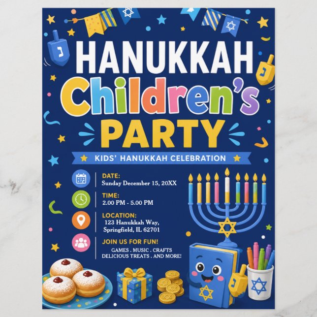 Volante de fiesta infantil de Hanukkah (Frente)