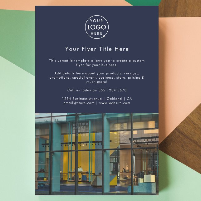 Volante de Foto Empresarial | Volantes de Marketin (Upload your logo and photo for a polished professional marketing flyer)