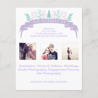 Volante de fotografía morado floral