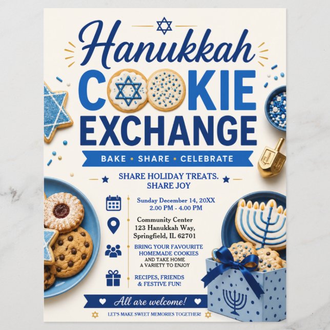 Volante de Intercambio de Galletas de Hanukkah (Frente)