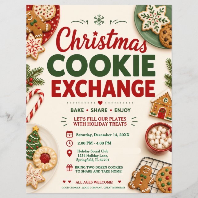 Volante de Intercambio de Galletas de Navidad (Frente)