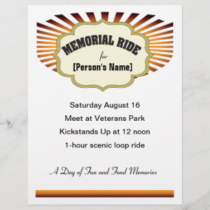 Volante de invitación a Biker Memorial Ride
