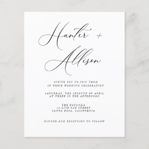 Volante de invitación a boda de presupuesto