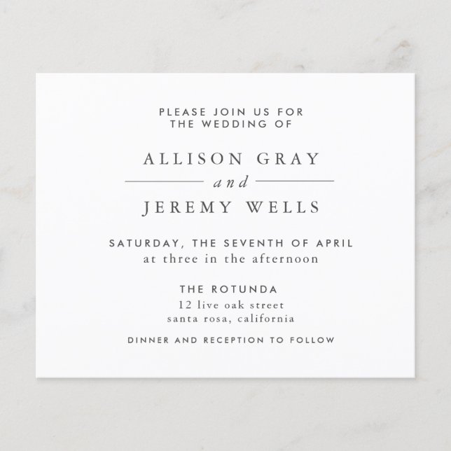 Volante de invitación a boda de presupuesto (Frente)