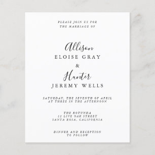 Volante de invitación a boda de presupuesto