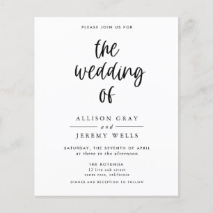 Volante de invitación a boda de presupuesto