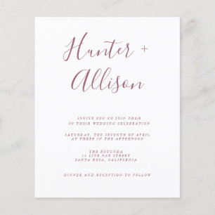 Volante de invitación a boda de presupuesto