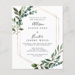 Volante de invitación a boda de presupuesto