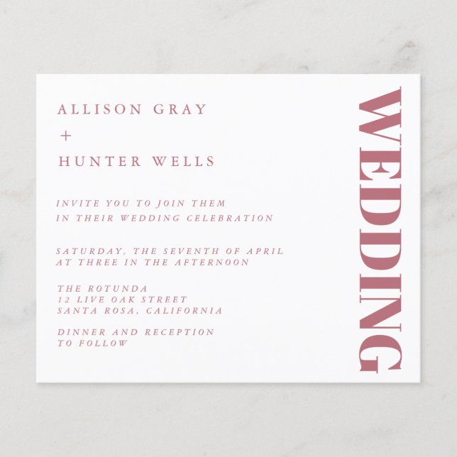 Volante de invitación a boda de presupuesto (Frente)