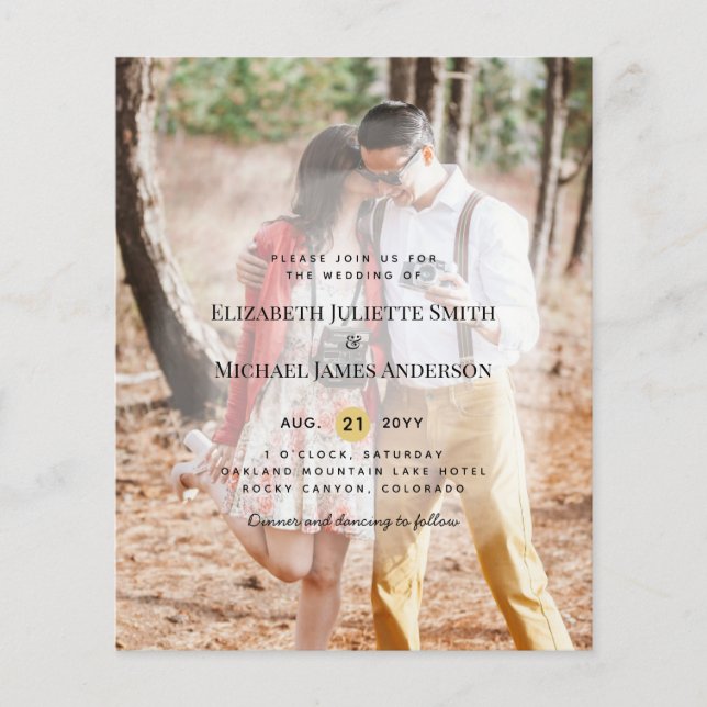 Volante de invitación a bodas con foto de presupue (Frente)