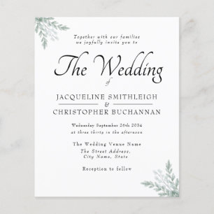 Volante de invitación a bodas de eucalipto rústico
