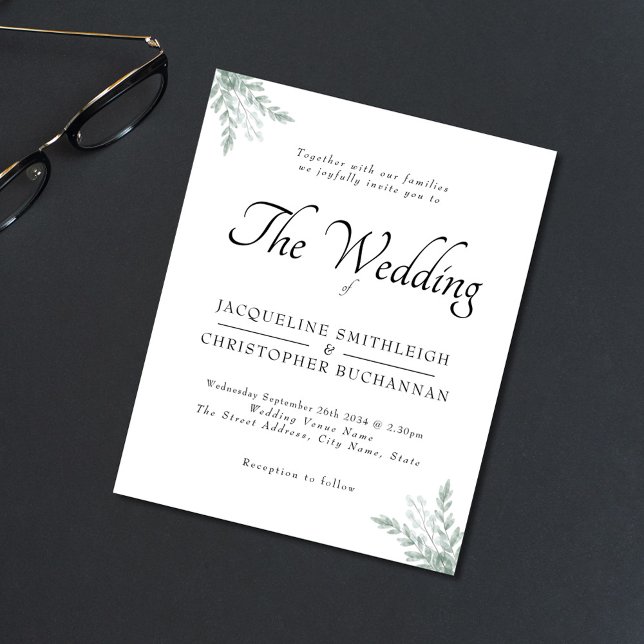 Volante de invitación a bodas de eucalipto rústico (Subido por el creador)