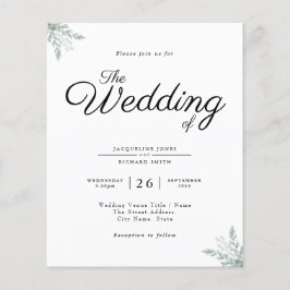 Volante de invitación a bodas de eucalipto rústico