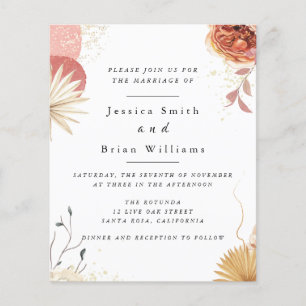 Volante de invitación a bodas rosadas de Rubor