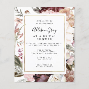 Volante de invitación a ducha de novia con presupu
