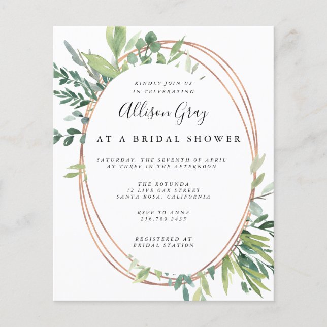 Volante de invitación a ducha de novia con presupu (Frente)