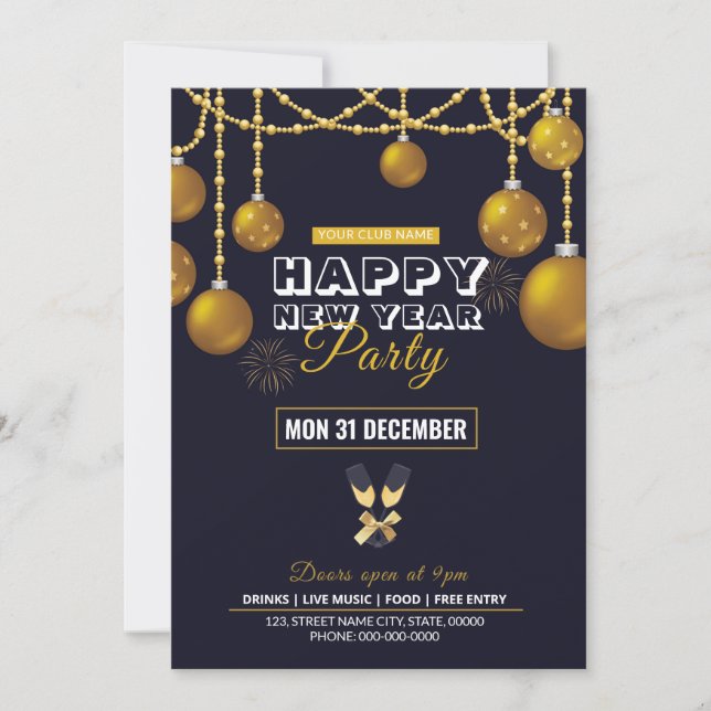 Volante de Invitación a Fiesta de Año Nuevo (Anverso)
