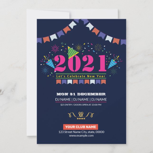 Volante de Invitación a Fiesta de Año Nuevo (Anverso)