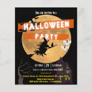 Volante de invitación a fiesta de Halloween económ