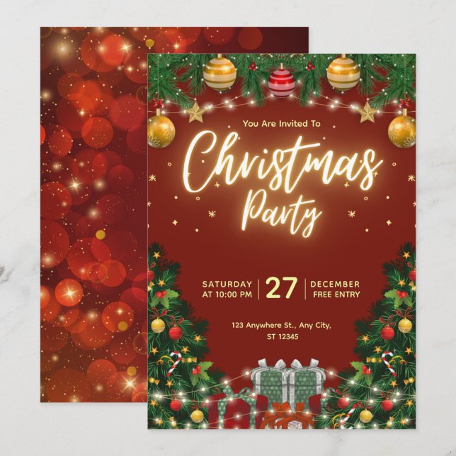 Volante de Invitación a Fiesta de Navidad (Anverso / Reverso)