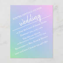 Volante de invitación a la boda del arcoiris del P