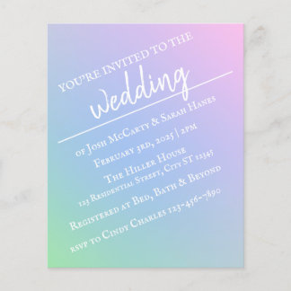 Volante de invitación a la boda del arcoiris del P