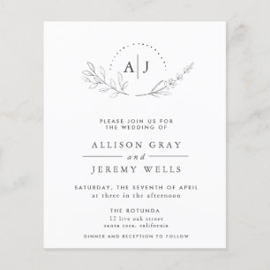 Volante de invitación a la boda floral