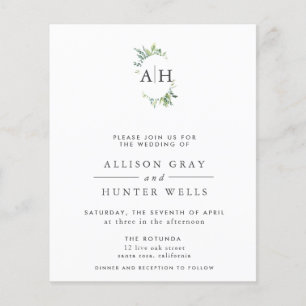 Volante de invitación a la boda floral