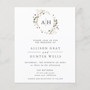 Volante de invitación a la boda floral